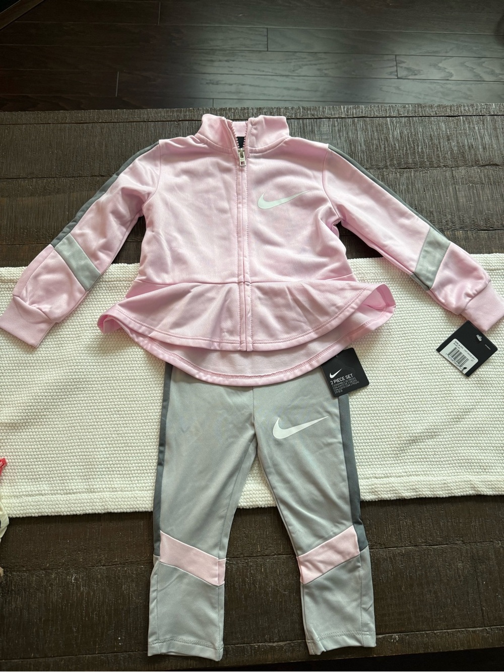 Nike Pink and Gray Girls Athletic Jacket & Leggings Set